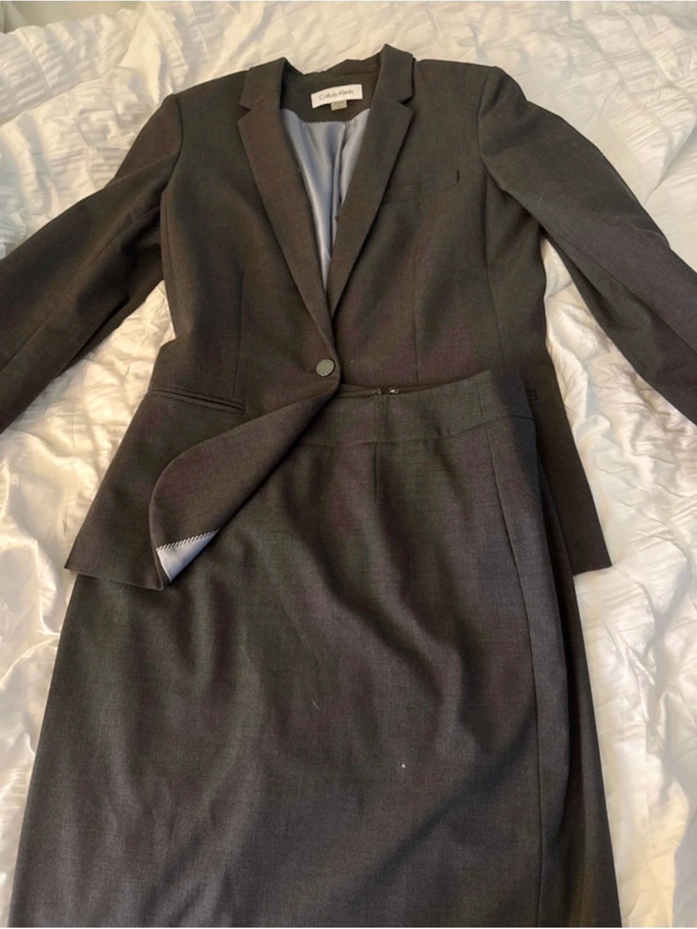 Calvin Klein Women's Charcoal Gray Tailored Blazer and Skirt